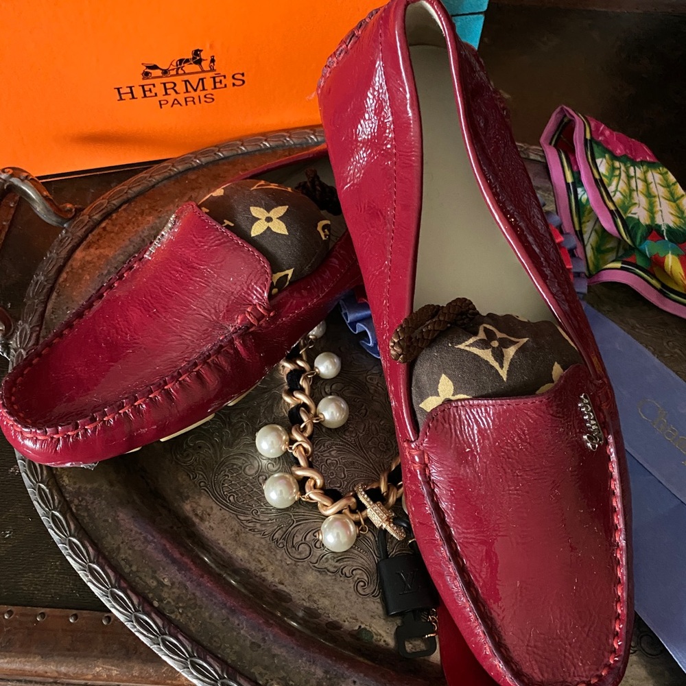 Rare Vintage Gucci Ladies Drivers Loafers Shoes Red P… Gem